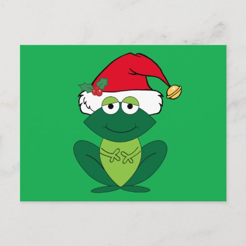 Cute Christmas Frog in Santa Claus Hat Postcard