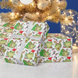 Cute Christmas Frog Kawaii Animal Wrapping Paper