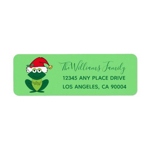 Cute Christmas Frog Santa Hat Return Address Label