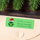 Cute Christmas Frog Santa Hat Return Address Label<br><div class="desc">Cute Christmas frog in an adorable cute red Santa Claus hats with jingle bells and mistletoe on cool animal return address labels for your holiday cards. I love this funny smiling holiday frog on green sticker. Custom printed with your family name and information.</div>