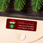 Cute Christmas Frog Santa Label<br><div class="desc">Cute Christmas frog in an adorable cute red Santa Claus hats with jingle bells and mistletoe on cool animal return address labels for your holiday cards. I love this funny smiling holiday frog on a dark red sticker. Custom printed with your family name and information.</div>
