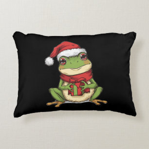 Cute Christmas Frog Sweater - Santa Frog Holding G Accent Pillow