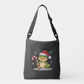 Cute Christmas Frog With Candy Cane - Funny Holida Crossbody Bag