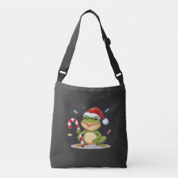 Cute Christmas Frog With Candy Cane - Funny Holida Crossbody Bag