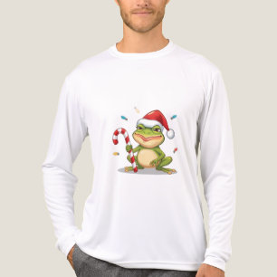 Cute Christmas Frog With Candy Cane - Funny Holida Tri-Blend Shirt