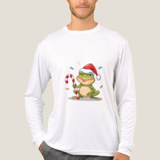 Cute Christmas Frog With Candy Cane - Funny Holida Tri-Blend Shirt