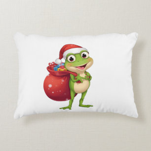 Cute Christmas Frog with Gift Bag - Santa Frog Hol Accent Pillow
