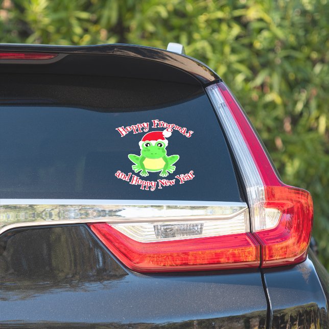Cute Christmas Frog with Santa Hat Novel Cartoon Sticker (Car Side)