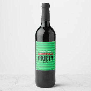 Cute Christmas Fun Green & Your Name Party Wine Label