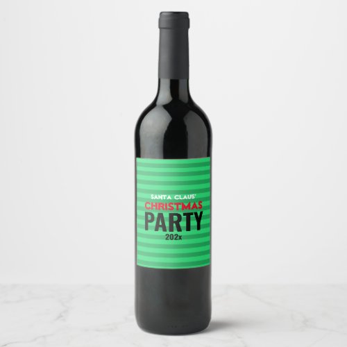 Cute Christmas Fun Green  Your Name Party Wine Label