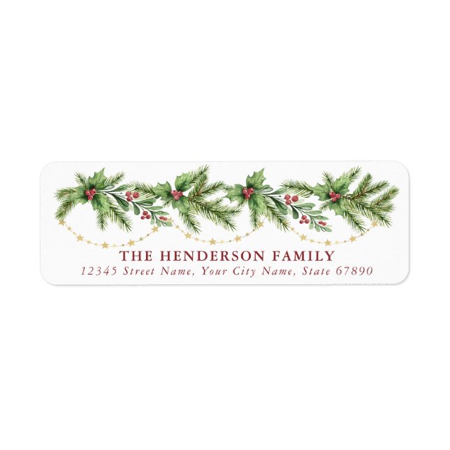 Cute Christmas Garland Return Address Labels (Front)