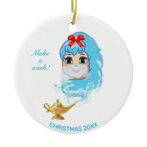 Cute Christmas Genie & Magic Lamp Ceramic Ornament