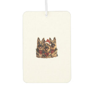 Cute Christmas German Shepherd Dogs Santa Hat Holi Air Freshener