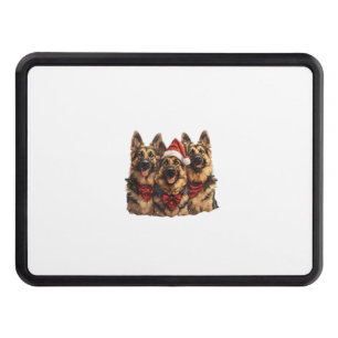 Cute Christmas German Shepherd Dogs Santa Hat Holi Hitch Cover