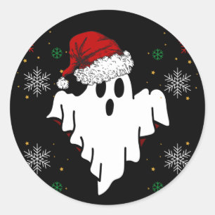 Cute Christmas Ghost Classic Round Sticker