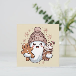 Cute Christmas Ghost Holiday Spooky Christmas Xmas Card