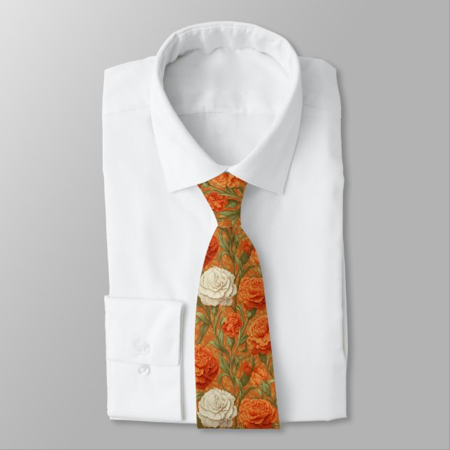 Cute Christmas Gift For Dad Carnation Flower Neck Tie (Tied)