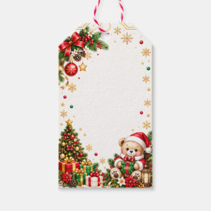 Cute Christmas Gift Tag|Santa Bear, Tree, Present Tags
