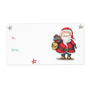 Cute Christmas gift tag Santa Claus (to and from)