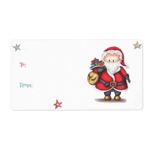 Cute Christmas gift tag Santa Claus to and from