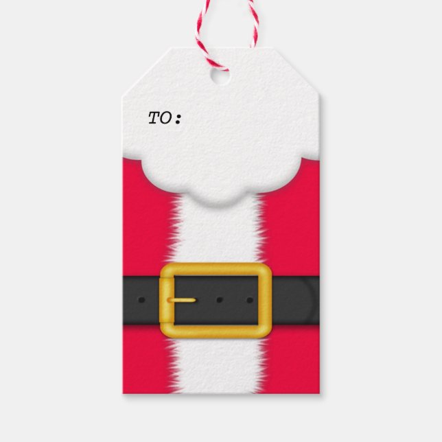 Cute Christmas Gift Tag with Santa Claus Suit (Front)