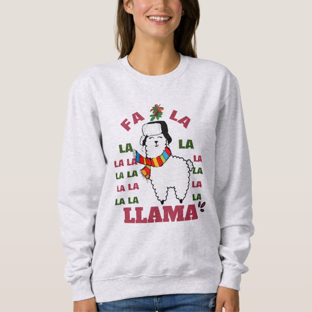 Cute Christmas Gifts, Funny Fa La La Llama Humor Sweatshirt (Front)
