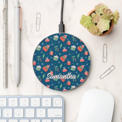 Cute Christmas Gifts Pattern Holiday Personalized Wireless Charger