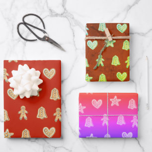 Cute Christmas Ginger Cookies Wrapping Paper Sheets