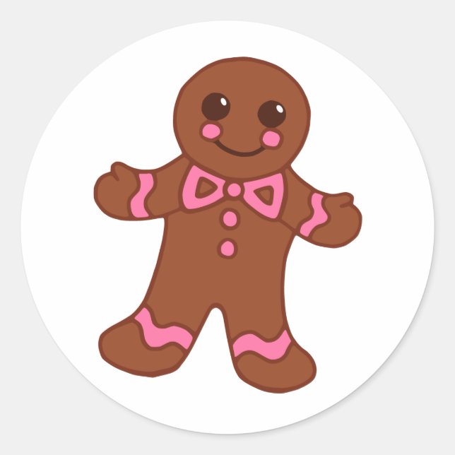 Cute Christmas Gingerbread Boy Cookie Stickers (Front)