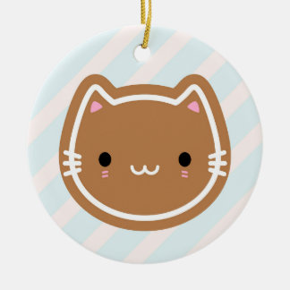 Cute Christmas Gingerbread Cat Ceramic Ornament