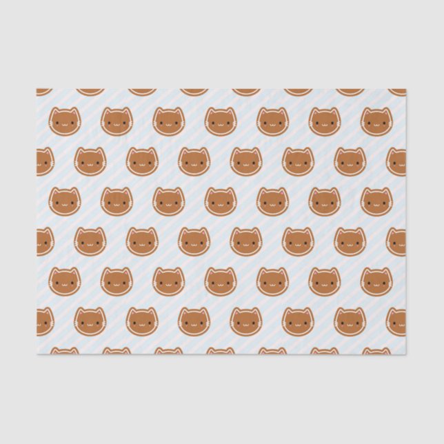 Cute Christmas Gingerbread Cat Tissue Paper (Front)