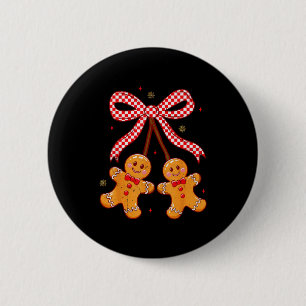Cute Christmas Gingerbread Cherries Coquette Xmas Button
