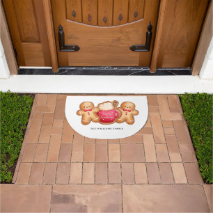 Cute Christmas Gingerbread Cocoa Name Doormat