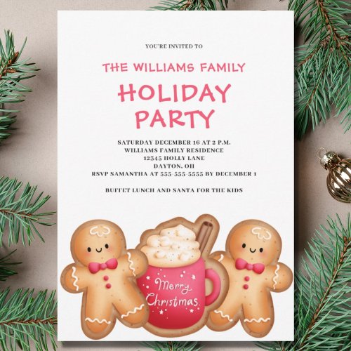 Cute Christmas Gingerbread Cocoa Party Invitation