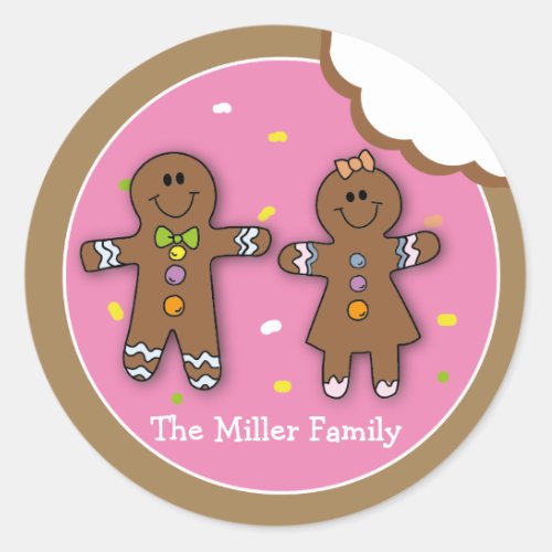 Cute Christmas Gingerbread Cookie Bite  Classic Round Sticker