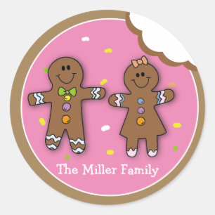 Cute Christmas Gingerbread Cookie Bite Classic Round Sticker