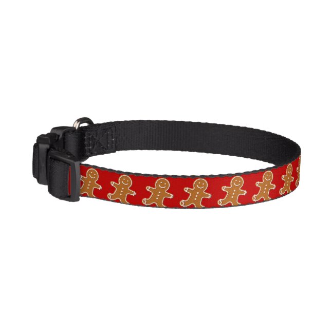 Cute Christmas Gingerbread Cookie Pattern Dog Pet Collar (Left)