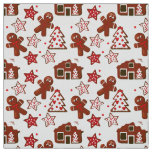 Cute Christmas Gingerbread Cookies Pattern Fabric