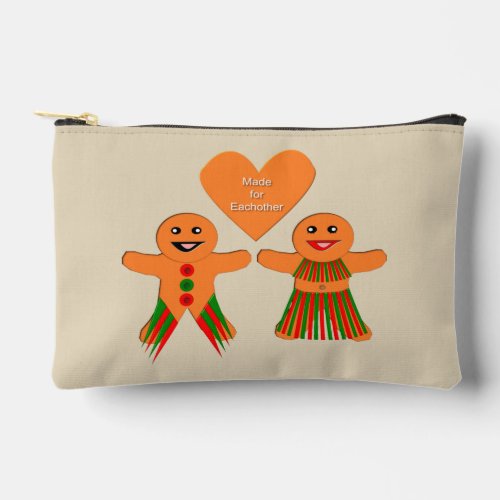 Cute Christmas Gingerbread Couple Accessory Pouch
