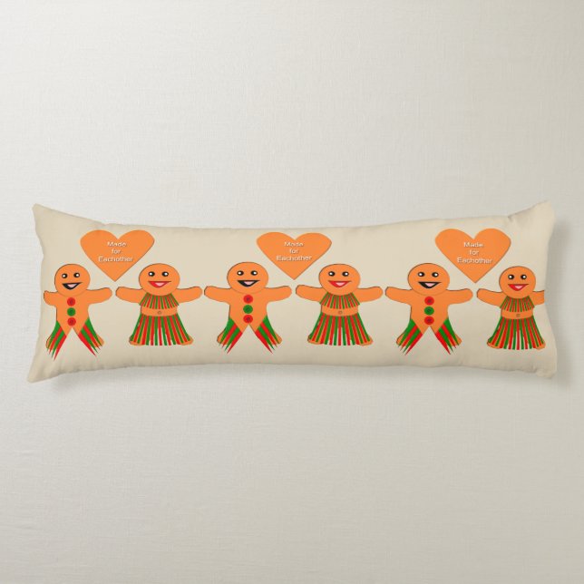 Cute Christmas Gingerbread Couple Body Pillow (Front)