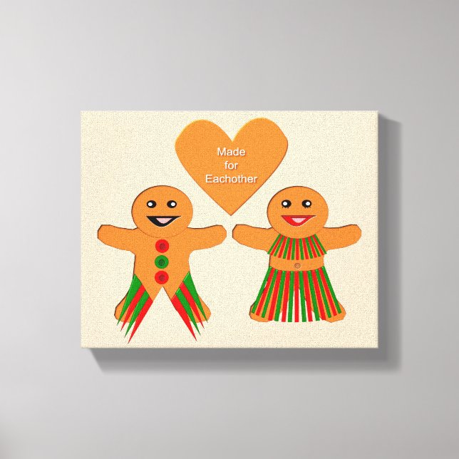 Cute Christmas Gingerbread Couple Canvas Print (Front)