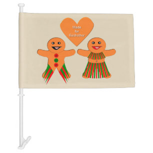 Cute Christmas Gingerbread Couple Custom Car Flag