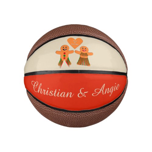 Cute Christmas Gingerbread Couple Custom Mini Basketball