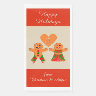 Cute Christmas Gingerbread Couple Custom Paper Guest Towels