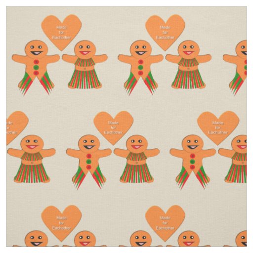 Cute Christmas Gingerbread Couple Fabric
