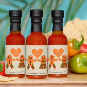 Cute Christmas Gingerbread Couple Hot Sauces