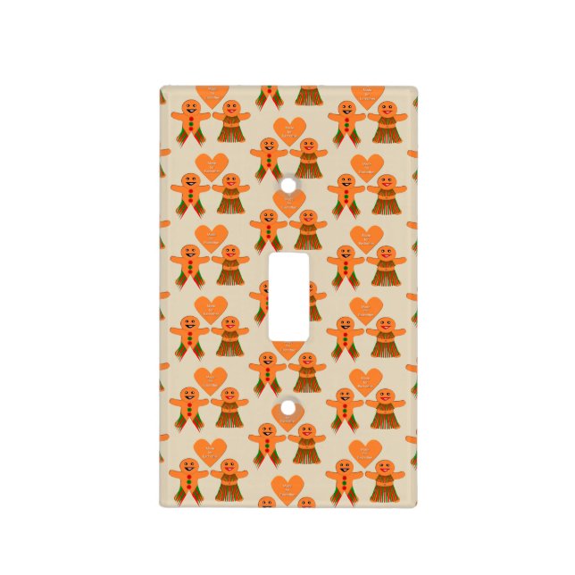 Cute Christmas Gingerbread Couple Light Switch Cover (Front)