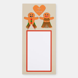 Cute Christmas Gingerbread Couple Magnetic Notepad