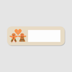 Cute Christmas Gingerbread Couple Name Tag
