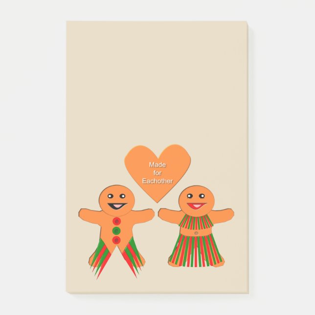 Cute Christmas Gingerbread Couple Post-it Notes (Front)